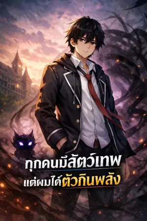 ปกนิยาย ทุกคนมีสัตว์เทพส่วนผมได้ตัวกินพลัง