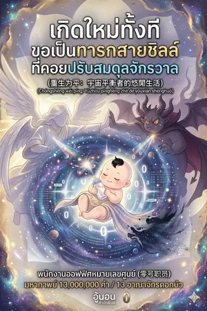 ปกนิยาย เกิดใหม่ทั้งที ขอเป็นทารกสายชิลล์ที่คอยปรับสมดุลจักรวาล