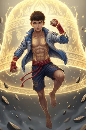 ปกนิยาย กำปั้นทลายฟ้า: ตำนานมวยไทยสยบจักรวาล