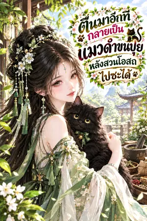 ปกนิยาย ตื่นมาอีกทีกลายเป็นแมวดำขนปุยหลังสวนโอสถไปซะได้