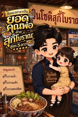 ปกนิยาย ย้อนเวลามาเป็นยอดคุณพ่อด้วยสุกี้โบราณสูตร 5 ดาว