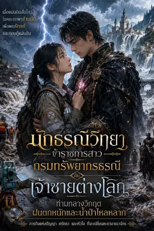 ปกนิยาย นักธรณีวิทยาข้าราชการสาว กรมทรัพยากรธรณี กับเจ้าชายต่างโลก ท่ามกลางวิกฤตฝนตกหนักและน้ำป่าไหลหลาก