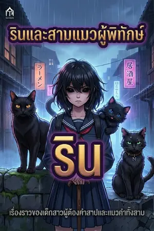ปกนิยาย สาวน้อยรินกับสามเหมียวผู้พิทักษ์