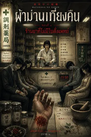 ปกนิยาย ผ้าม่านเที่ยงคืน ตอนที่ 4 ร้านยาที่ไม่มีใบสั่งแพทย์