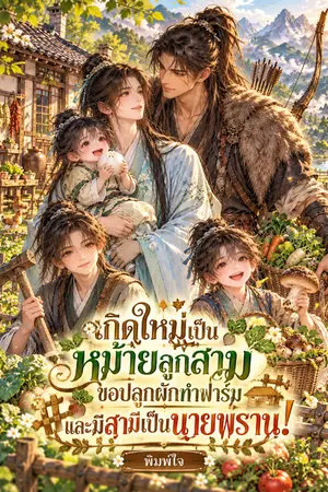 ปกนิยาย เกิดใหม่เป็นหม้ายลูกสาม ขอปลูกผักทำฟาร์มและมีสามีเป็นนายพราน