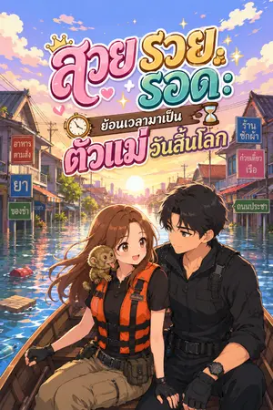 ปกนิยาย สวย รวย รอด: ย้อนเวลามาเป็นตัวแม่วันสิ้นโลก!