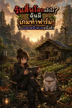 ปกนิยาย วันสิ้นโลกแล้วไง? ฉันมีเกมทำฟาร์มกับแมวหน้าตายหนึ่งตัว