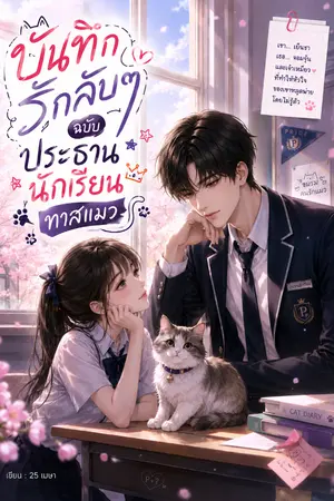 ปกนิยาย บันทึกรักลับๆ ฉบับประธานนักเรียนทาสแมว