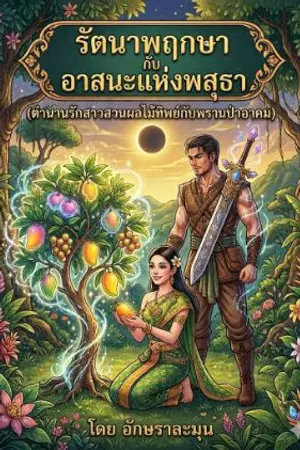 ปกนิยาย รัตนาพฤกษา กับอาสนะแห่งพสุธา ( ตำนานรักสาวสวนผลไม้ทิพย์กับพรานป่าอาคม )