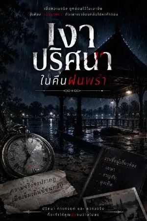ปกนิยาย เงาปริศนาในคืนฝนพรำ