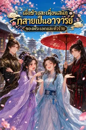ปกนิยาย เมื่อข้าและเพื่อนสนิทกลายเป็นอาจารย์ของพระเอกและตัวร้าย