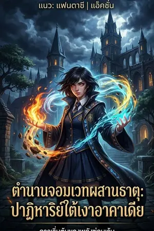 ปกนิยาย ตำนานจอมเวทย์​ประสานธาตุ​ปาฏิหาริย์​ใต้เงาอาคาเดีย