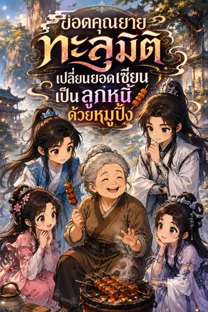 ปกนิยาย ยอดคุณยายทะลุมิติ เปลี่ยนยอดเซียนเป็นลูกหนี้ด้วยหมูปิ้ง