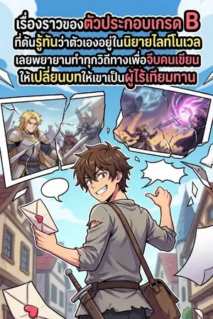 ปกนิยาย ตัวประกอบเกรด B ที่รู้ทันว่าตัวเองอยู่ในนิยายไลท์โนเวล เลยพยายามทำทุกวิถีทางเพื่อจีบคนเขียนให้เปลี่ยนบทให้เขาเป็นผู้ไร้เทียมทาน