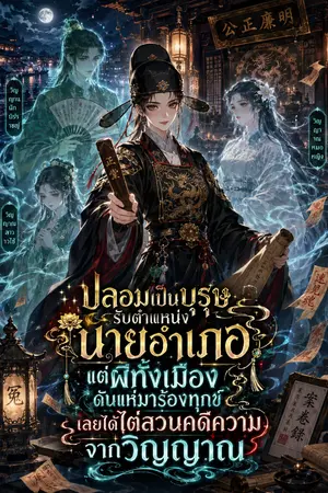 ปกนิยาย ปลอมเป็นบุรุษรับตำแหน่งนายอำเภอ แต่ผีทั้งเมืองดันแห่มาร้องทุกข์ เลยได้ไต่สวนคดีความจากวิญญาณ