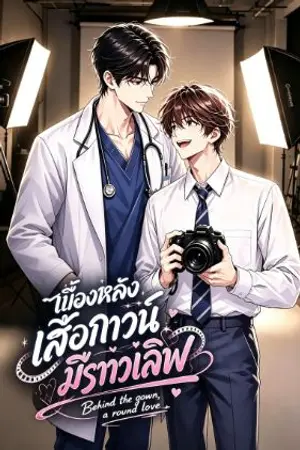 ปกนิยาย "เบื้องหลังเสื้อกาวน์ มีราวเลิฟ | Behind the Gown, Around Love [หมอปี4xนิเทศปี2]"