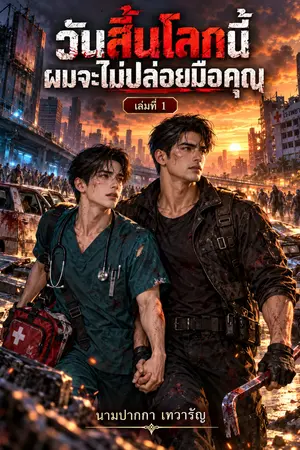 ปกนิยาย วันสิ้นโลกนี้ผมจะไม่ปล่อยมือคุณ