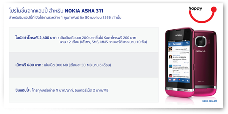 โปรโมชั่นโดนใจวัยทีนกัล NOKIA ASHA 311