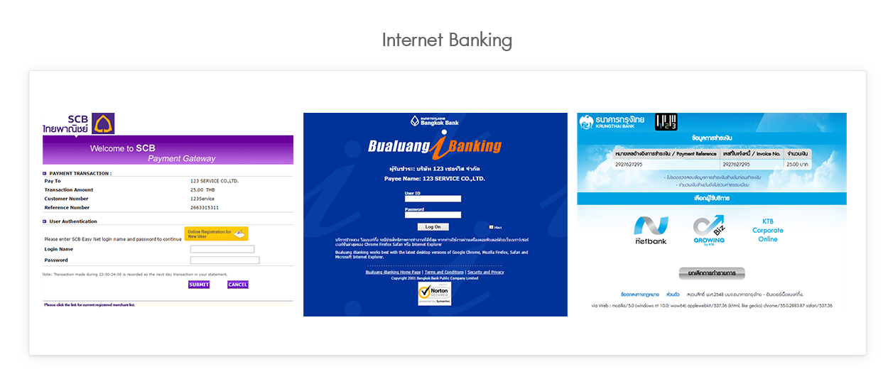 หน้าชำระเงิน Internet Banking