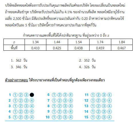 ตัวอย่างข้อสอบแบบปรนัย 4 ตัวเลือก 1 คำตอบ