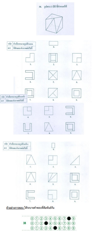ตัวอย่างข้อสอบ แบบเลือกคำตอบจากแต่ละหมวดที่มีความสัมพันธ์กัน