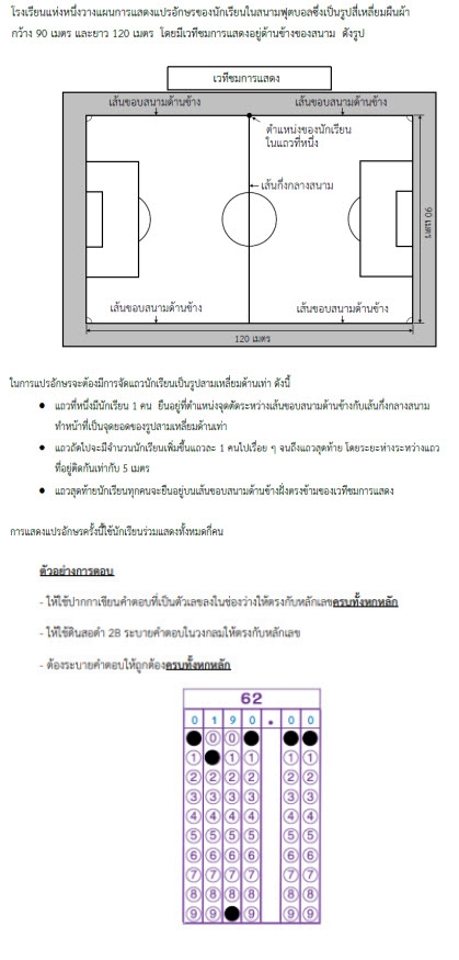 ตัวอย่างข้อสอบแบบระบายคำตอบที่เป็นค่า/ตัวเลข