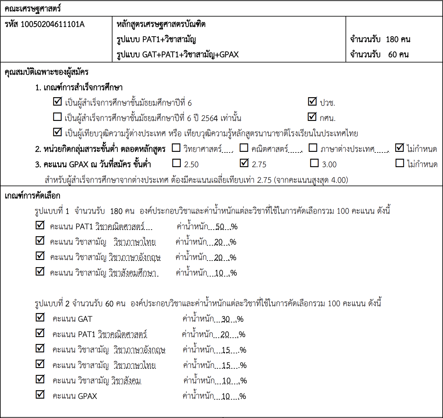 เกณฑ์รับสมัคร ม.ธรรมศาสตร์ เกณฑ์รับสมัคร ม.ธรรมศาสตร์