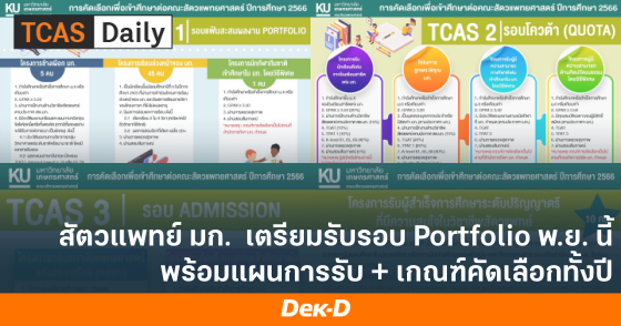 สัตวแพทย์ มก.​ เตรียมรับรอบ Portfolio พ.ย. นี้ พร้อมแผนการรับ + เกณฑ์คัดเลือกทั้งปี
