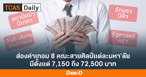 ส่องค่าเทอม 8 คณะสายศิลป์แต่ละมหา'ลัย มีตั้งแต่ 7,150 ถึง 72,500 บาท