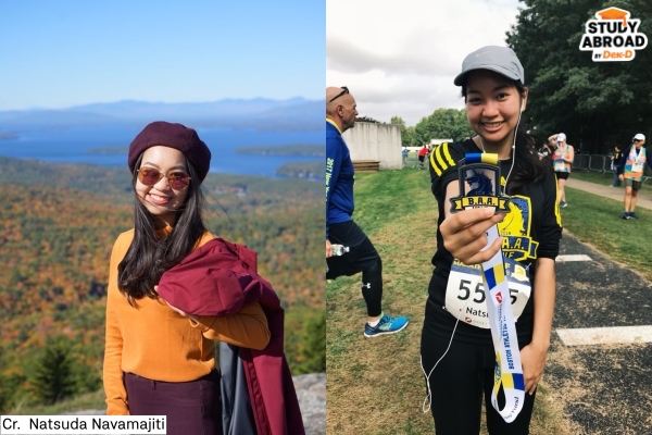 (ซ้าย) ไปเที่ยวช่วงฤดูใบไม้ร่วง (ขวา) เข้าร่วม Boston Half Marathon