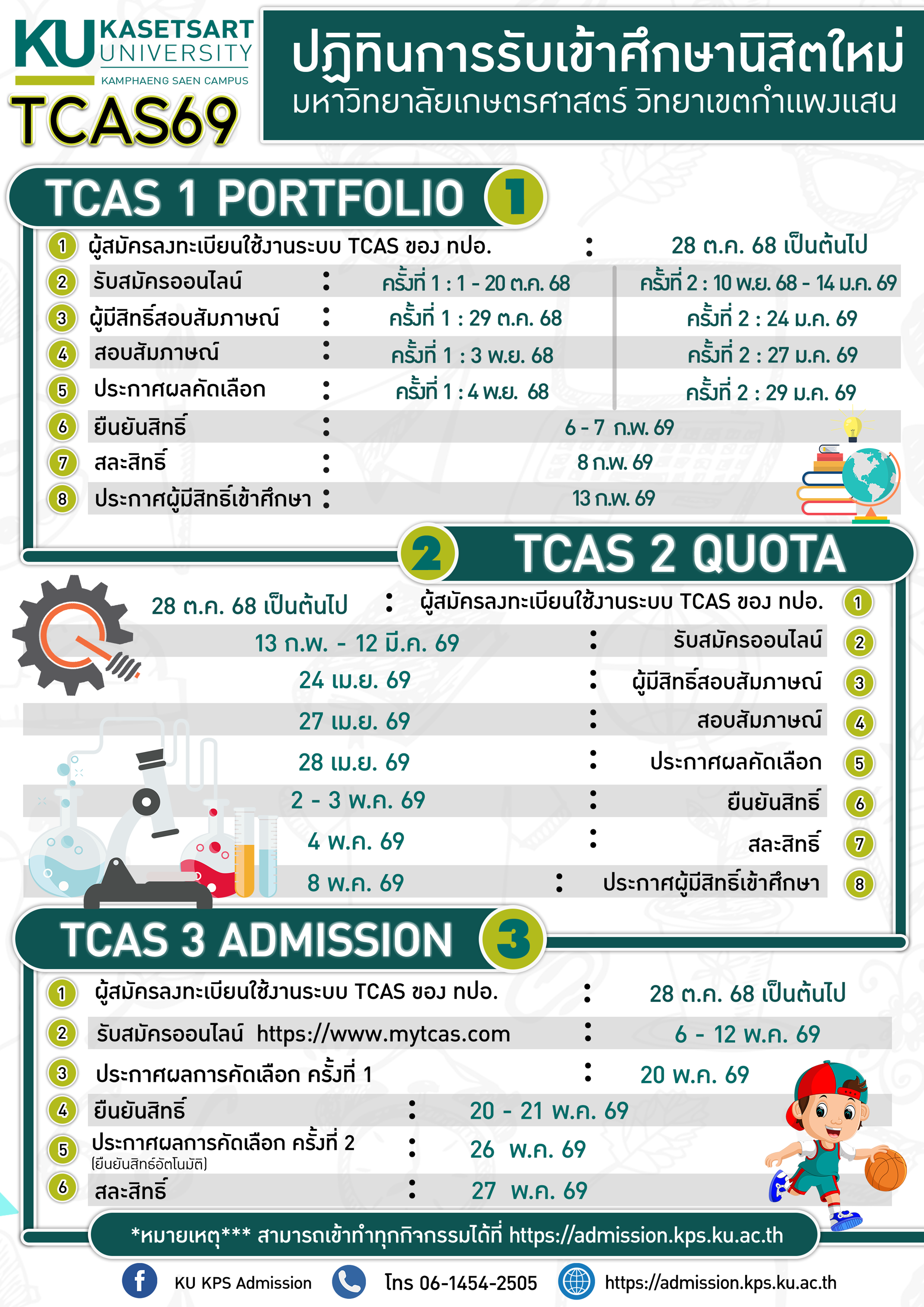 ปฏิทิน TCAS69  ม.เกษตรศาสตร์  ว.กำแพงแสน