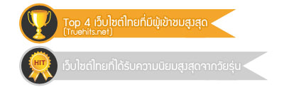 Top 4 เว็บไซต์ไทยที่มีผู้เข้าชมสูงสุด(Truehits.net) เว็บไซต์ไทยที่ได้รับความนิยมสูงสุดจากวัยรุ่น